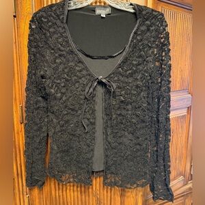 Black top with lace cardigan over it size medium